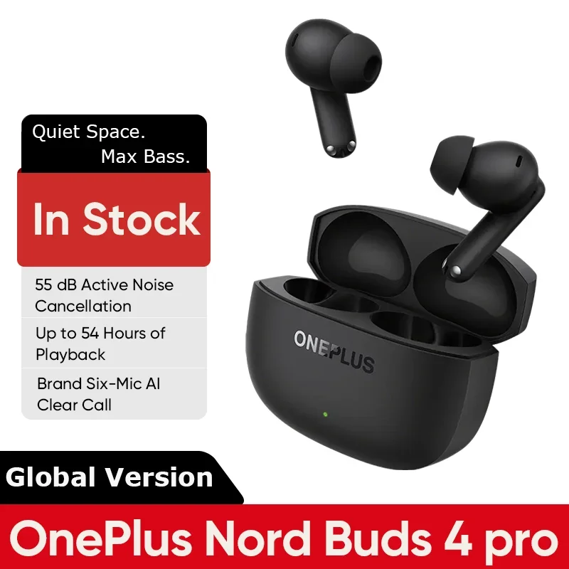 Global Version OnePlus Nord Buds 4 Pro TWS Wireless Earphone 55dB Active Noise Cancellig Bluetooth 6.0 IP55 Headphone