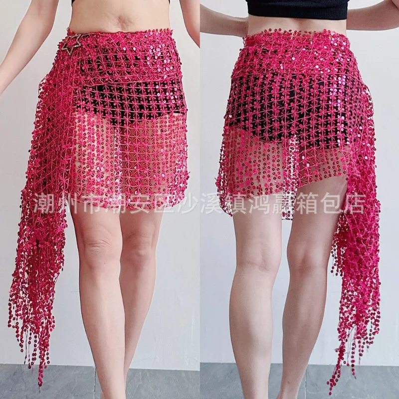Bufanda de cadera bordada con lentejuelas para danza del vientre personalizada, cadena de cintura, ropa india, cinturón para mujer, 2025
