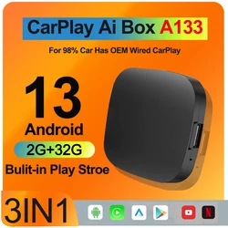 Android 13 Carplay AI Box adaptador inalámbrico Carplay Android Auto para Netflix Youtube VW Toyota Mazda Hyundai Haval GMC Ford Chev