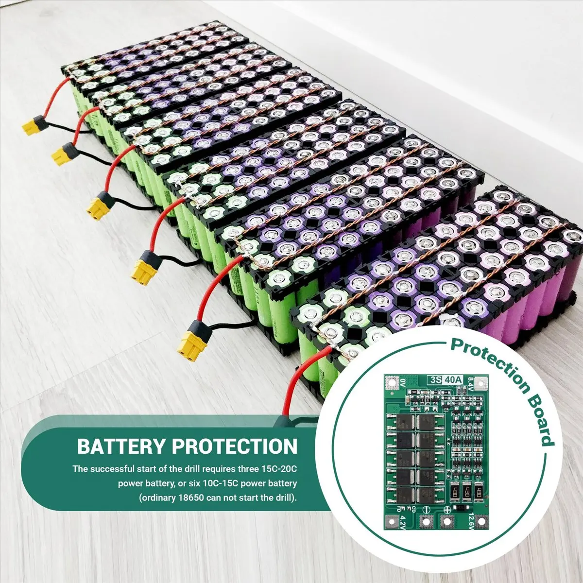 AAAE 2PCS 3S 40A for Screwdriver 12V Li-Ion 18650 Battery Protection Board Pcm with Balance Liion Battery Cell Module
