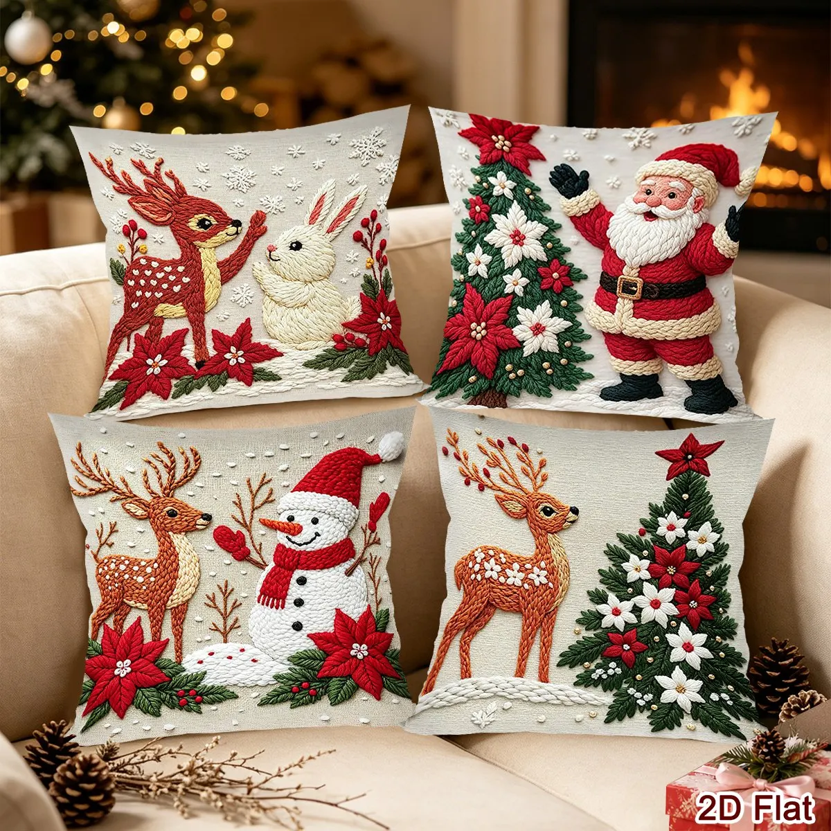4 Stück Frohe Weihnachten Kissenbezüge Niedliche Schneemann-Kissenhüllen Weihnachtsdekoration für Zuhause Sofa Wohnzimmer Schlafzimmer 2026 – Detail 7