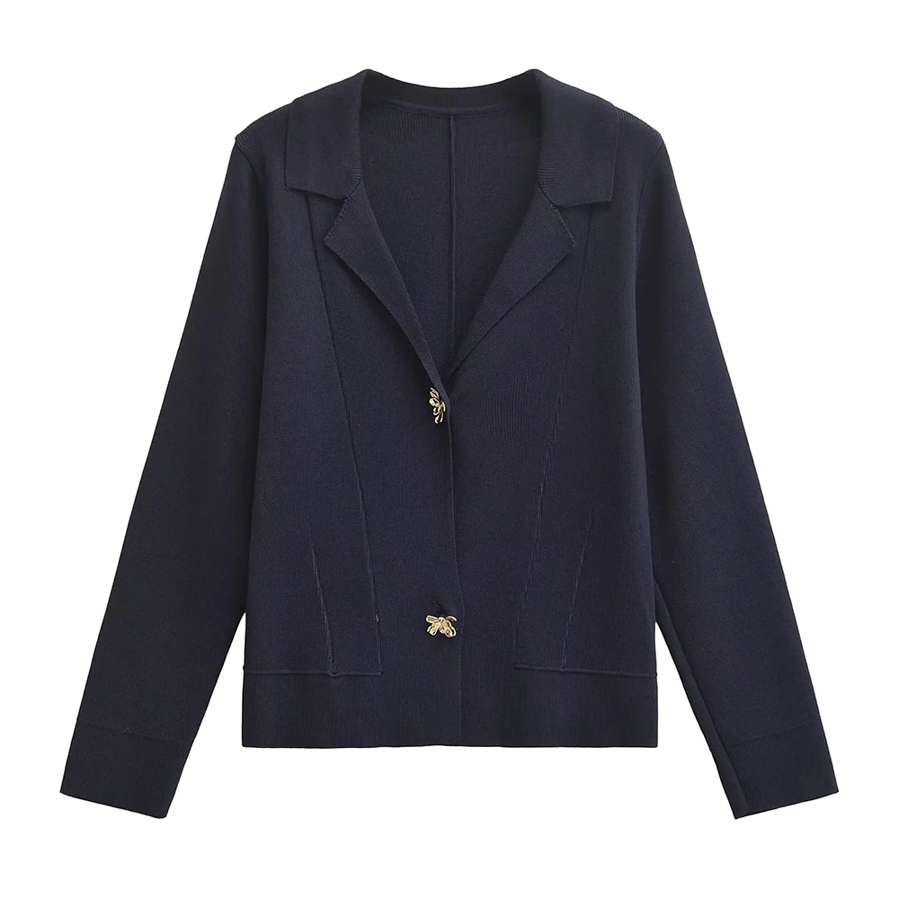 

Женский вязаный кардиган в стиле ретро с цветочными пуговицами, модный пиджак в европейском и американском стиле, модная верхняя одежда