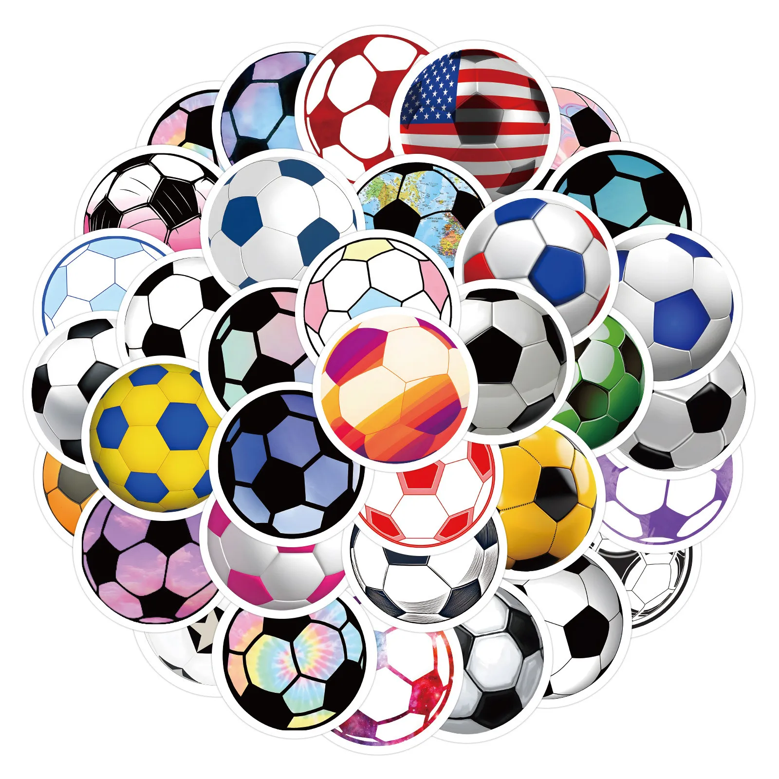 50pcs Graffiti Soccer Football Stickers for DIY Scrapbooking Phone Laptop Guitar Travel Luggage Car Skateboard Helmet