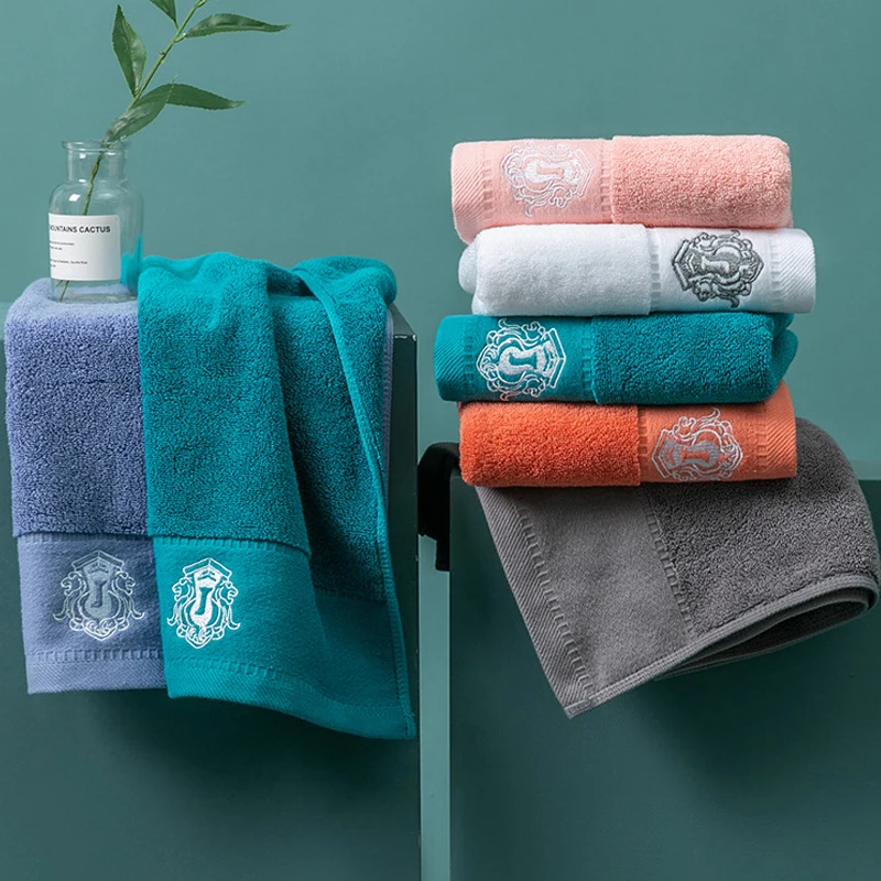 

2PCS/Set Luxury Embroidered Cotton Face Bath Towels Hand Towel Christmas Gift for Adults Super Absorbent Large Shower Home Hotel