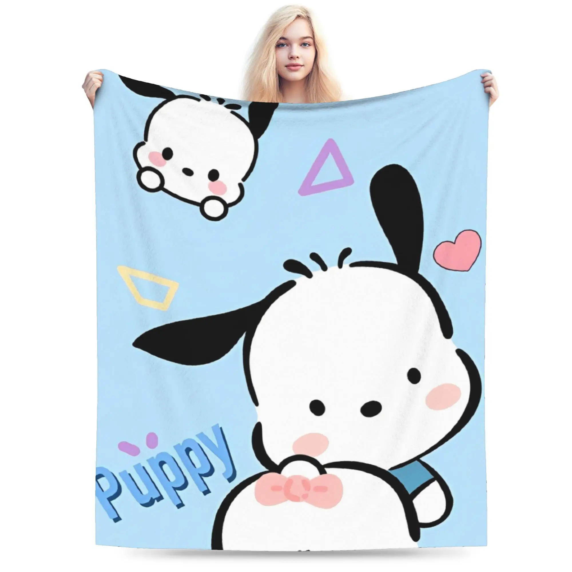 Pochacco  Flannel Blanket Winter  Warm Soft Throw Blanket for Students Home Decor Comfortable Bedspread Sofa Bed Cover