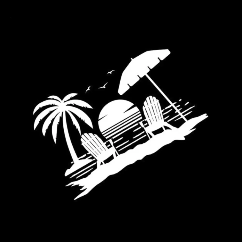 Palm Tree Beach Camping Sticker Waterproof Vinyl Decal Camper Van SUV Motorhome RV Caravan Exterior Styling Accessories