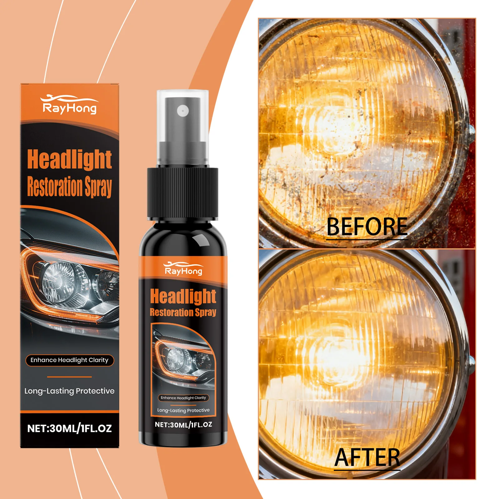30ml Headlight Restoration Spray Coating Improves Clarity and Light Output for Plastic Headlamp Lenses Car Maintenance Tools view 3