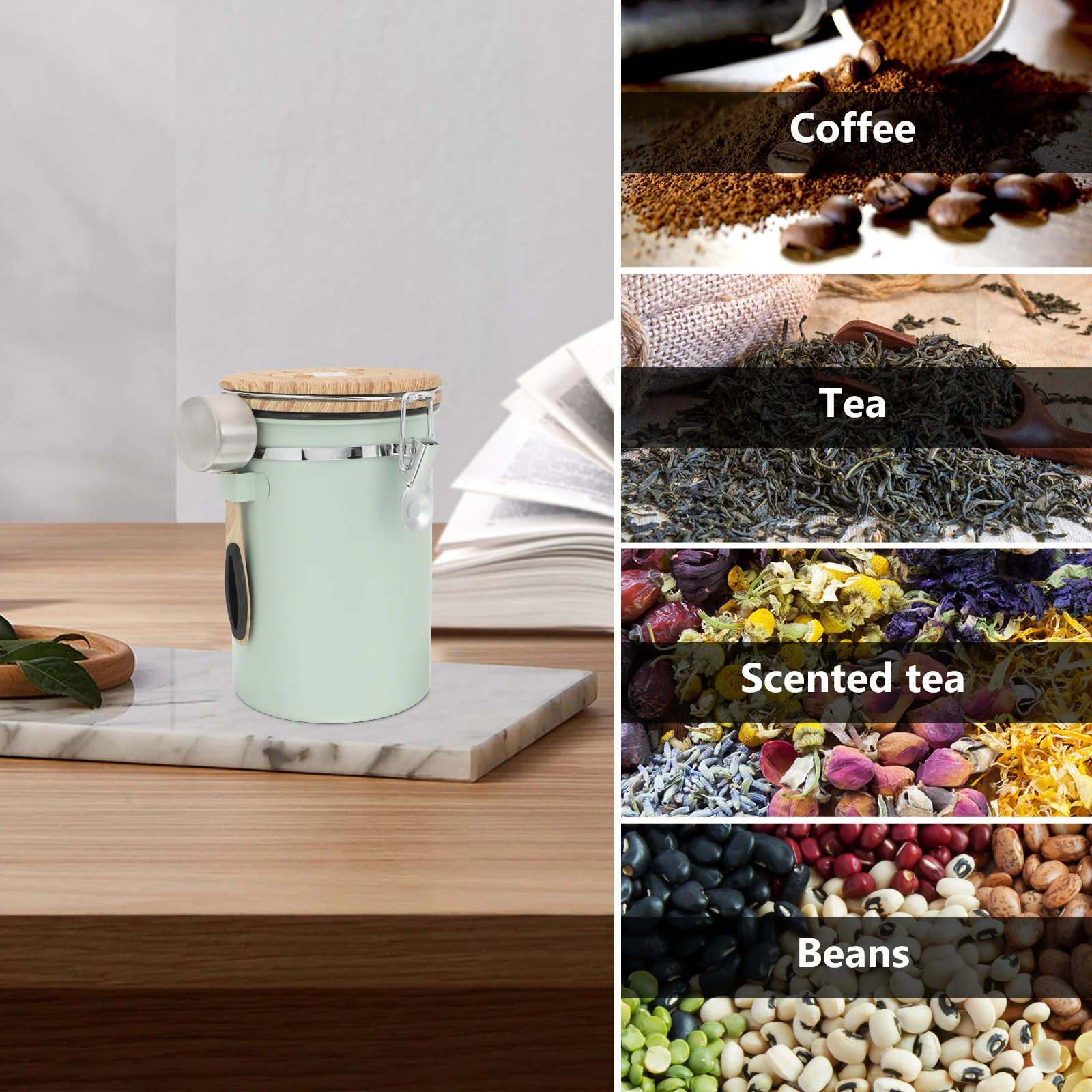 

Coffee Bean Container Airtight Storage Canister Cylinder Shape Coffee Powder Holder Multipurpose Food Jar Tea Candy