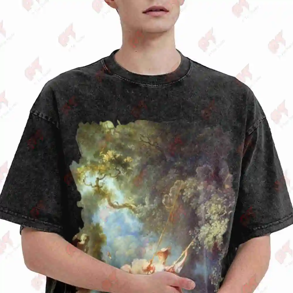 Fragonard The Happy Accidents Of Swing Vintage Washed Tee Pure Cotton T-Shirt