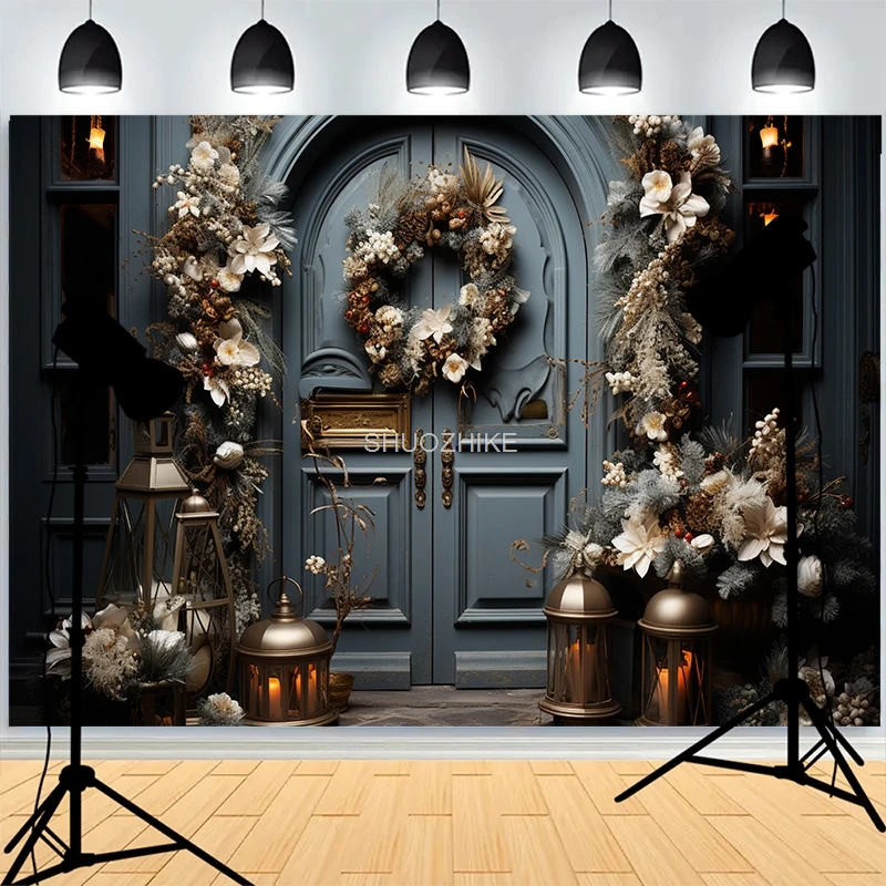 

Merry Christmas Day Living Room Decoration Photography Backdrops Fireplace Winter Wedding Party New Years Photo Background XH-83