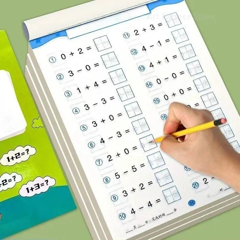 Children's Handwritten Arithmetic Exercise Books 61 Pages Learning Mathematics Workbook for Addition and Subtraction