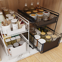 Pull Out Cabinet Organizer Fixed With Damping Guide Carbon Steel Heavy Duty Slide Out Pantry Shelves, Sliding Drawer Kitchen She