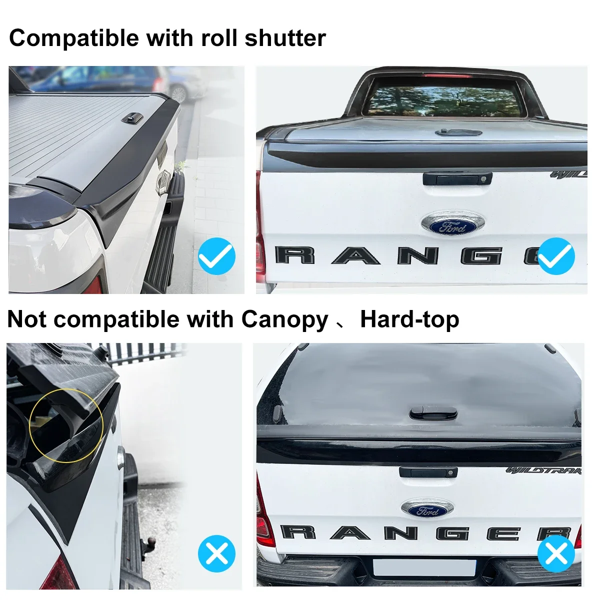 JHCHAN Heckklappen Schutzleiste Ladekantenschutz Abdeckung für Ford Ranger 2012-2022 T6 T7 T8
