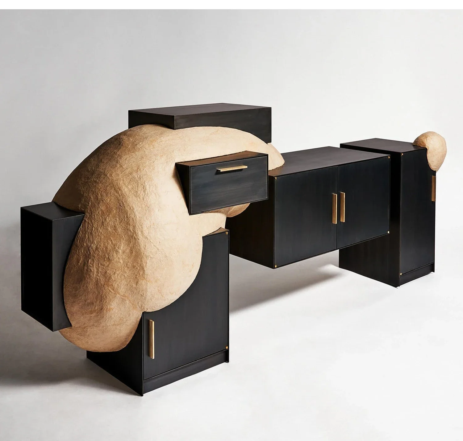 Designer light luxury simple modern art wooden living room cabinet adjustable height