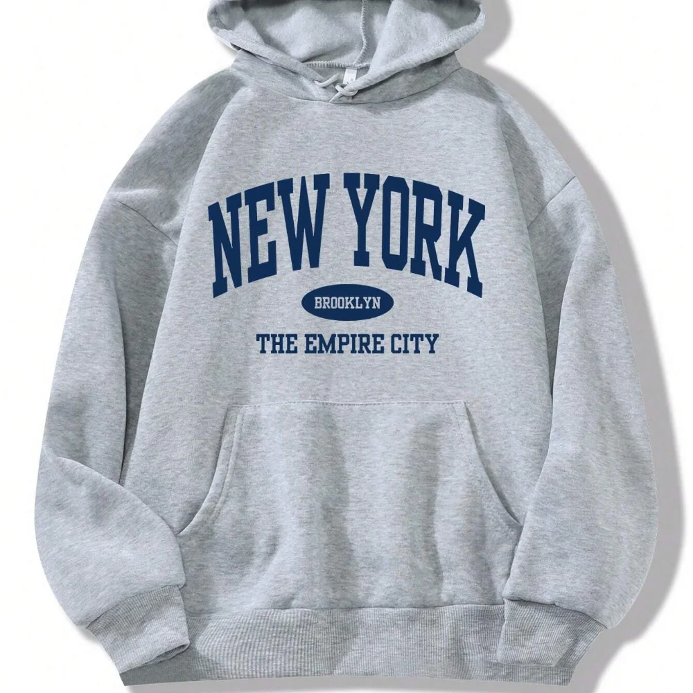 New York Slogan Printed Women\'s Hoodie Personalized And Simple Autumn And Winter Hoodie Casual And Comfortable Long Sleeved Top