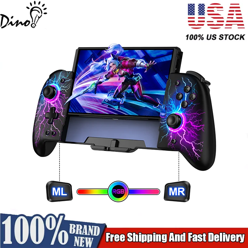 For Nintendo Switch/OLED Controller Hall Effect Wireless Switch Controller One-Piece Switch Joypad with RGB&1000mAh Battery