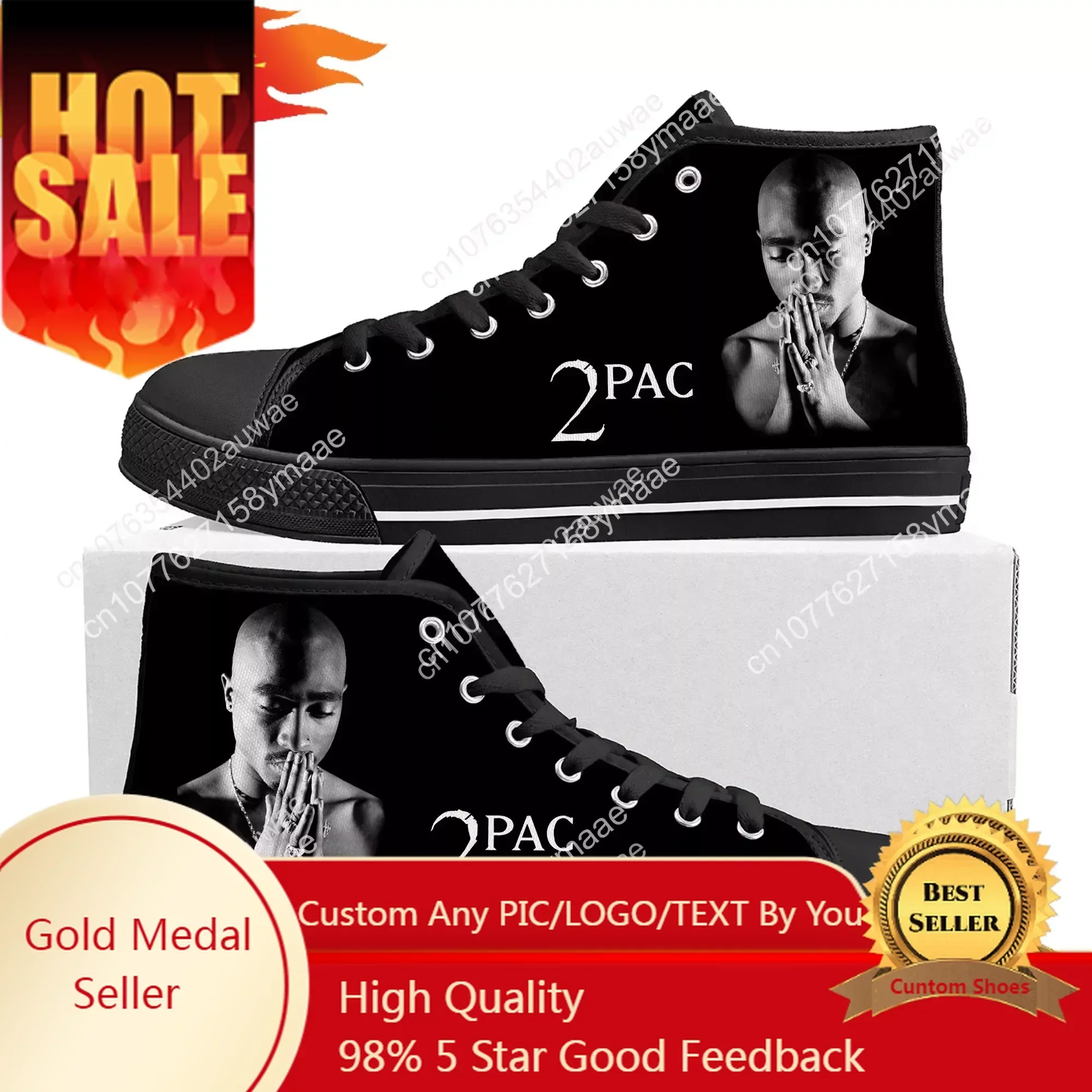 

Tupac 2pac Fashion Unisex High Top Shoes High Quality Sneakers Men Women Teenager Canvas Sneaker Casual Couple Shoes Custom Shoe