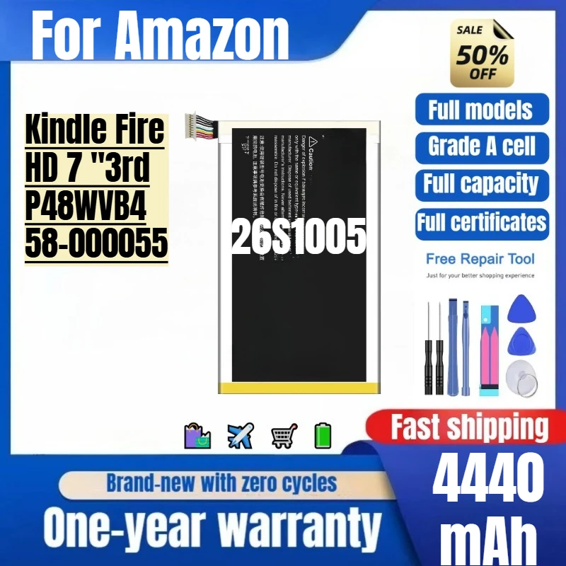 

26S1005 for Amazon Kindle Fire HD 7 "3rd/P48WVB4/58-000055 Phone Battery High Quality High Capacity Replacement Bateria Wi Tools