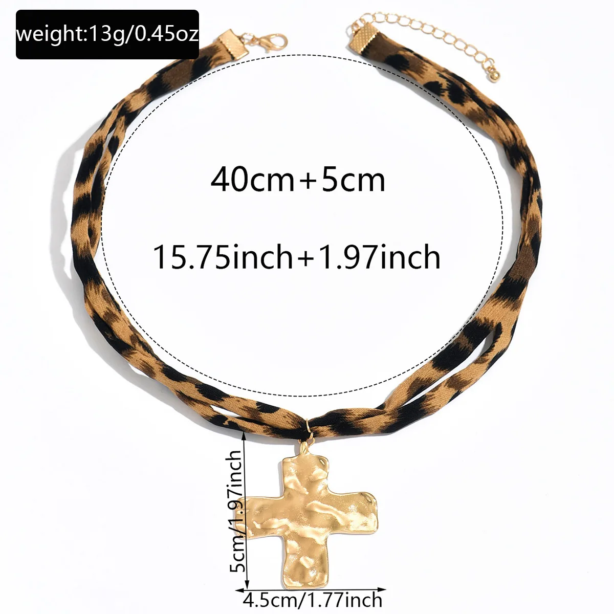 Retro Leopard Print Fabric Sexy Choker Flower Heart Star Cross Charm Clavicle Chain Women Holiday Fashion Jewelry