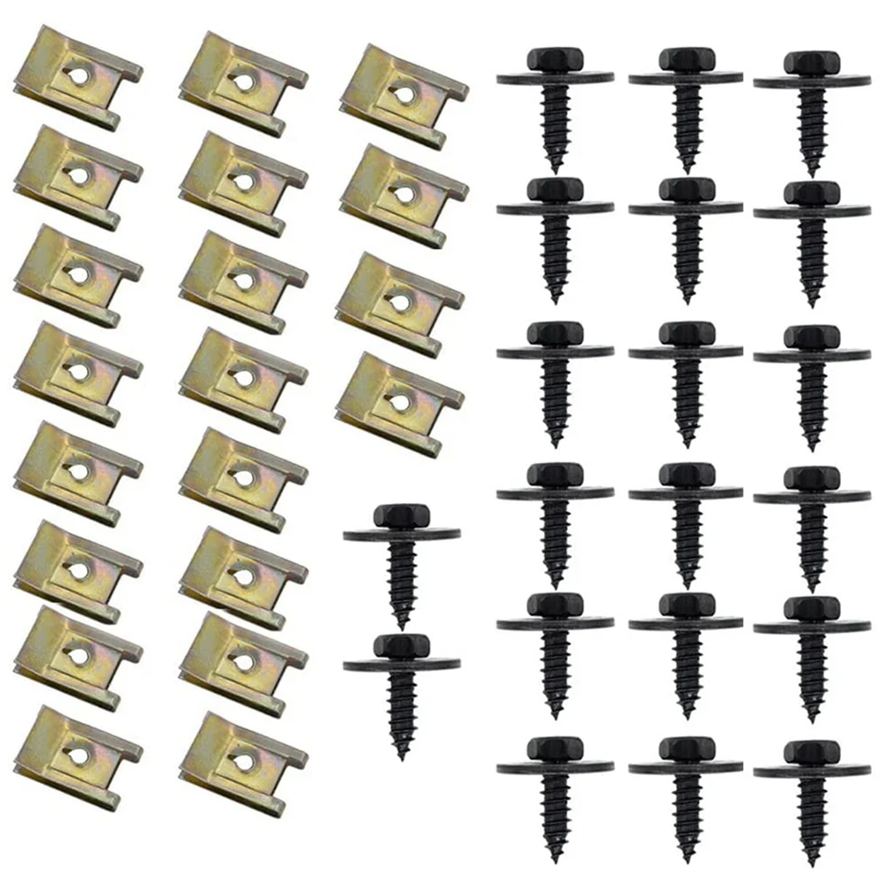 20 Pairs of Screws Nut Clip Kit Sheet Metal Nut Clip Clip Wheel Arch Cover Bottom Fender with Screws (J260+J98)