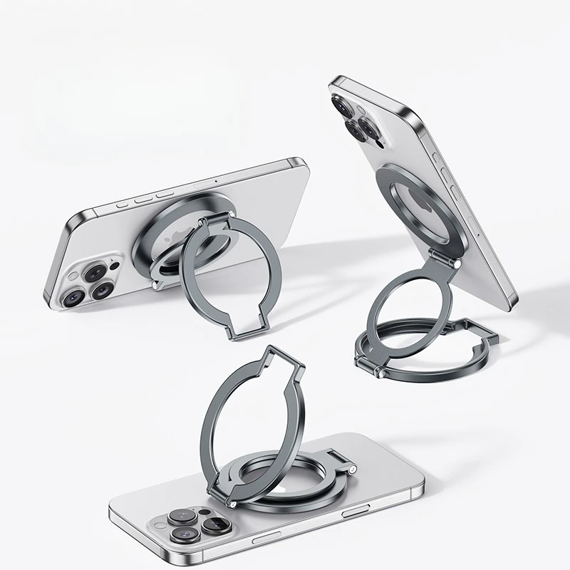 

Magnetic Finger Ring Phone Holder 2 in 1 Aluminum Alloy Foldable Ultra-thin 360° Rotation for Iphone 16 15 14 13 12 Pro Max