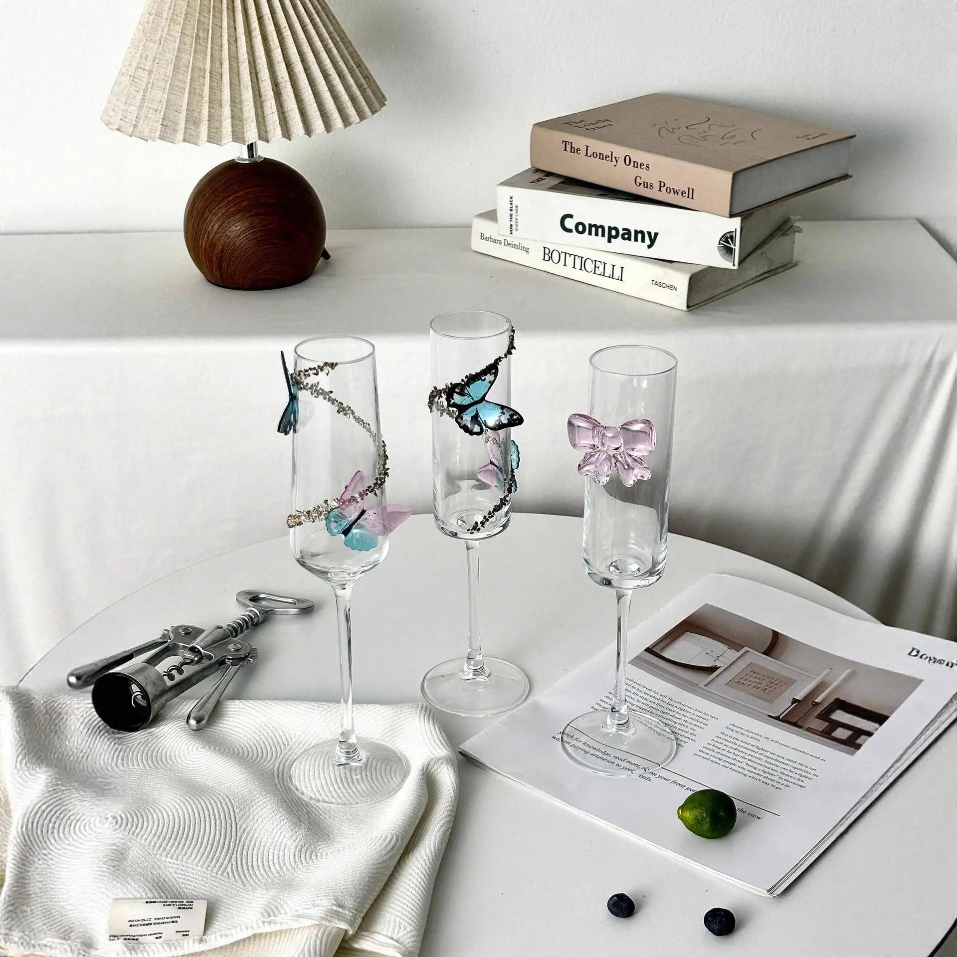 

Champagne Glass Ultra-Thin Ins Style Glass High Foot Wine Glass Home Use Crystal Cup Gift Modern Minimalist Borosil...