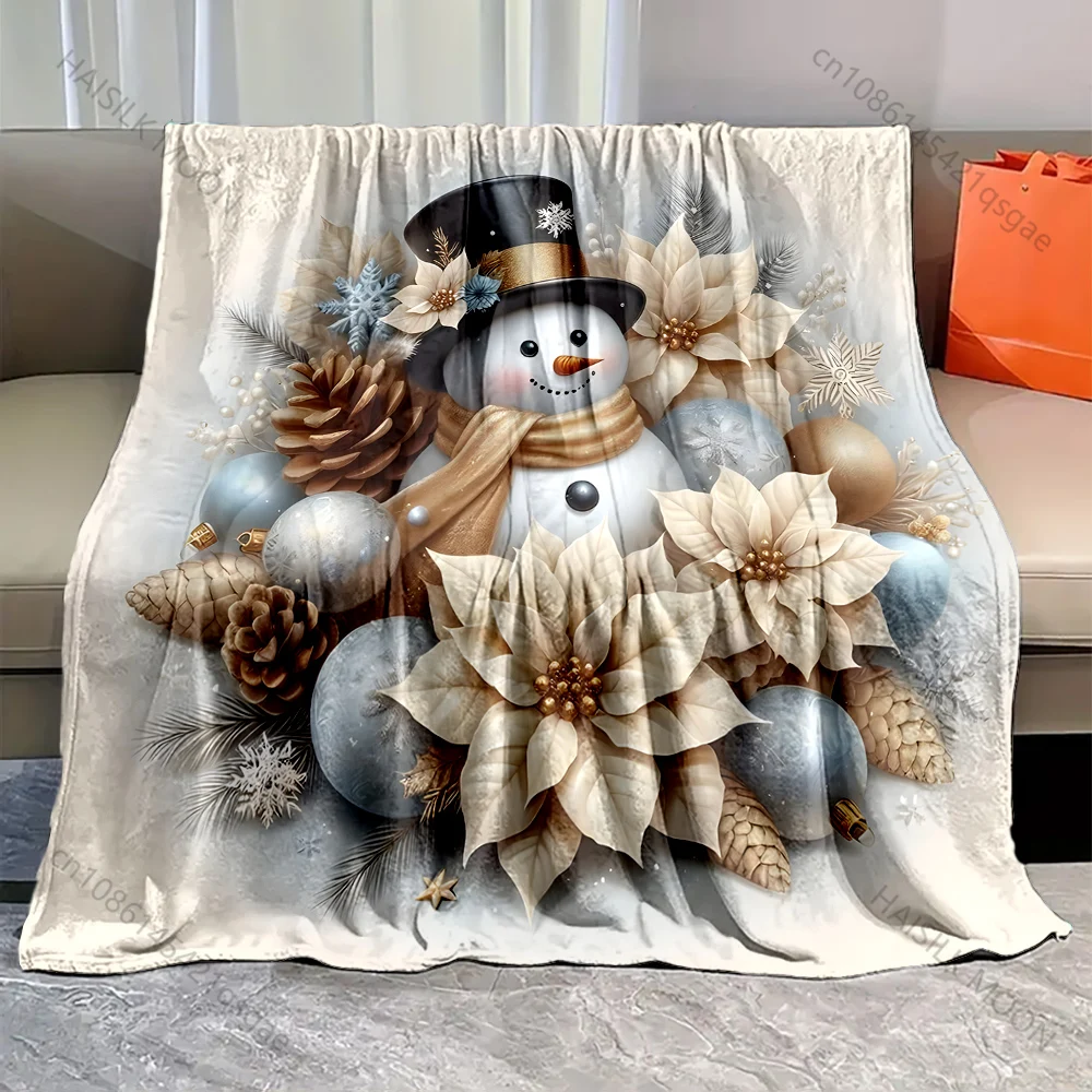 

Christmas themed snowman Christmas ball Blanket Warm Soft Fluffy Kids and Adults Sofa Bed Throw Blanket for Home Camping