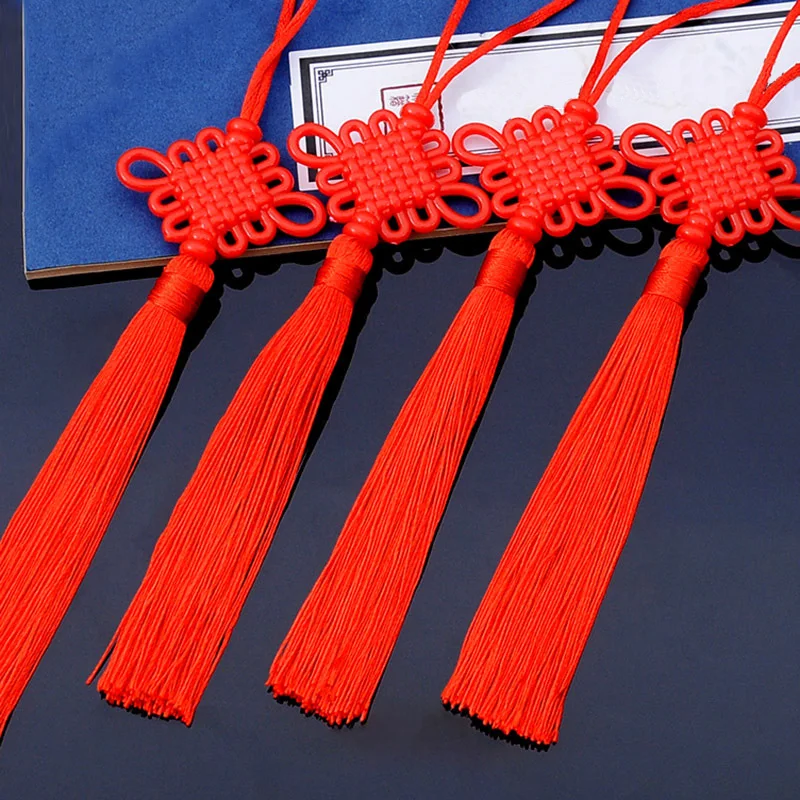 5pcs 24cm New Acrylic Plastic Chinese Tassel Small Big Red Festive Tassel Spring Festival Decoration Chinese Knot Car Hitch