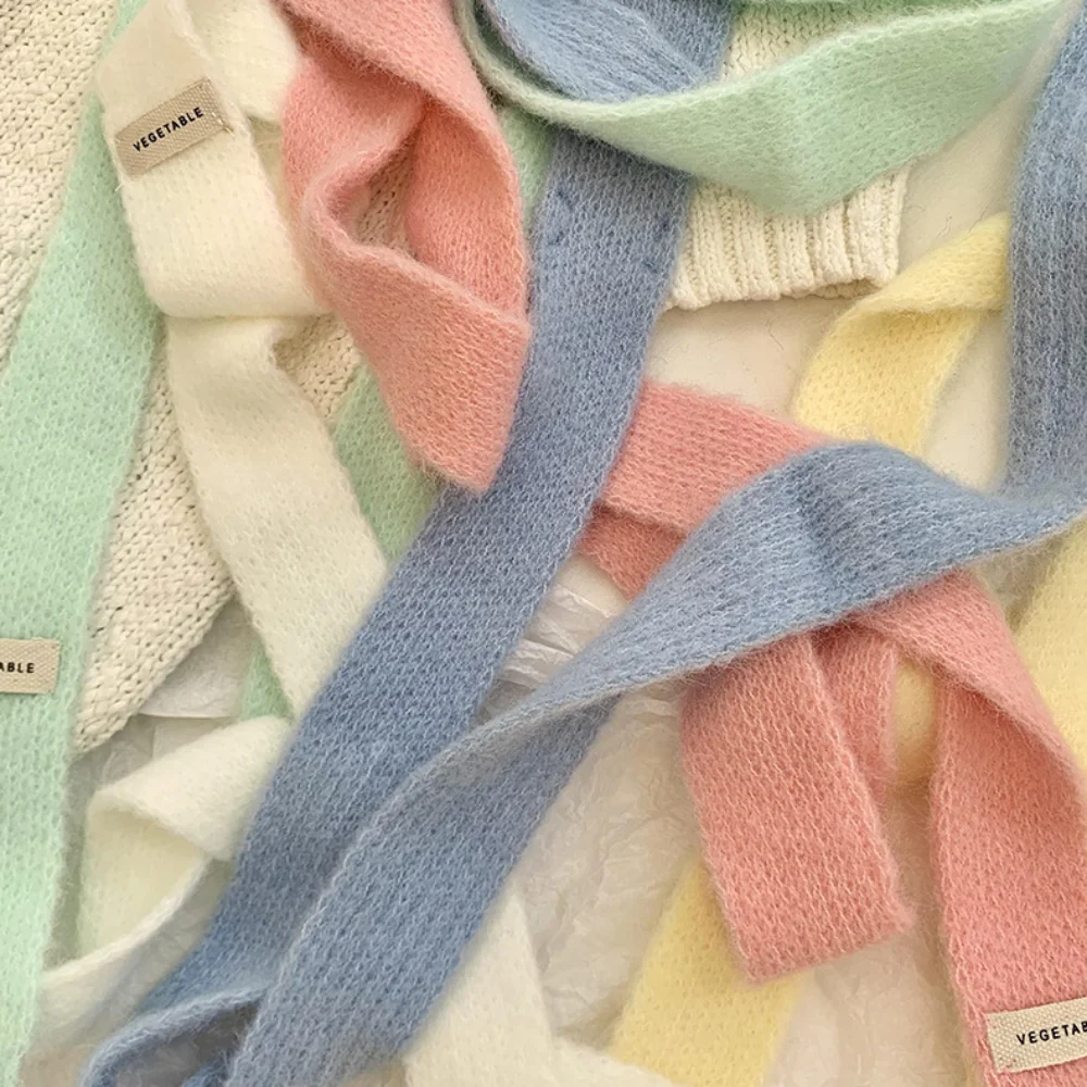 High Quality Solid color Winter Scarf Long Stackable Wear Knitted Scarf Narrow Scarf for Women