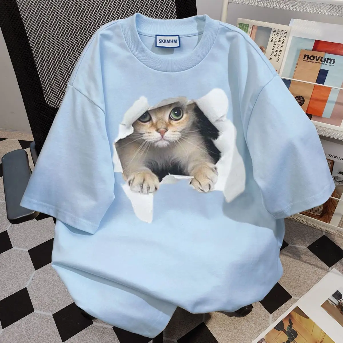 

Tee Women Print Cat Lovely Pet Animal Cute T-Shirt Fashion Summer Female Casual Top Short Sleeve Cartoon Graphic T-Shirt