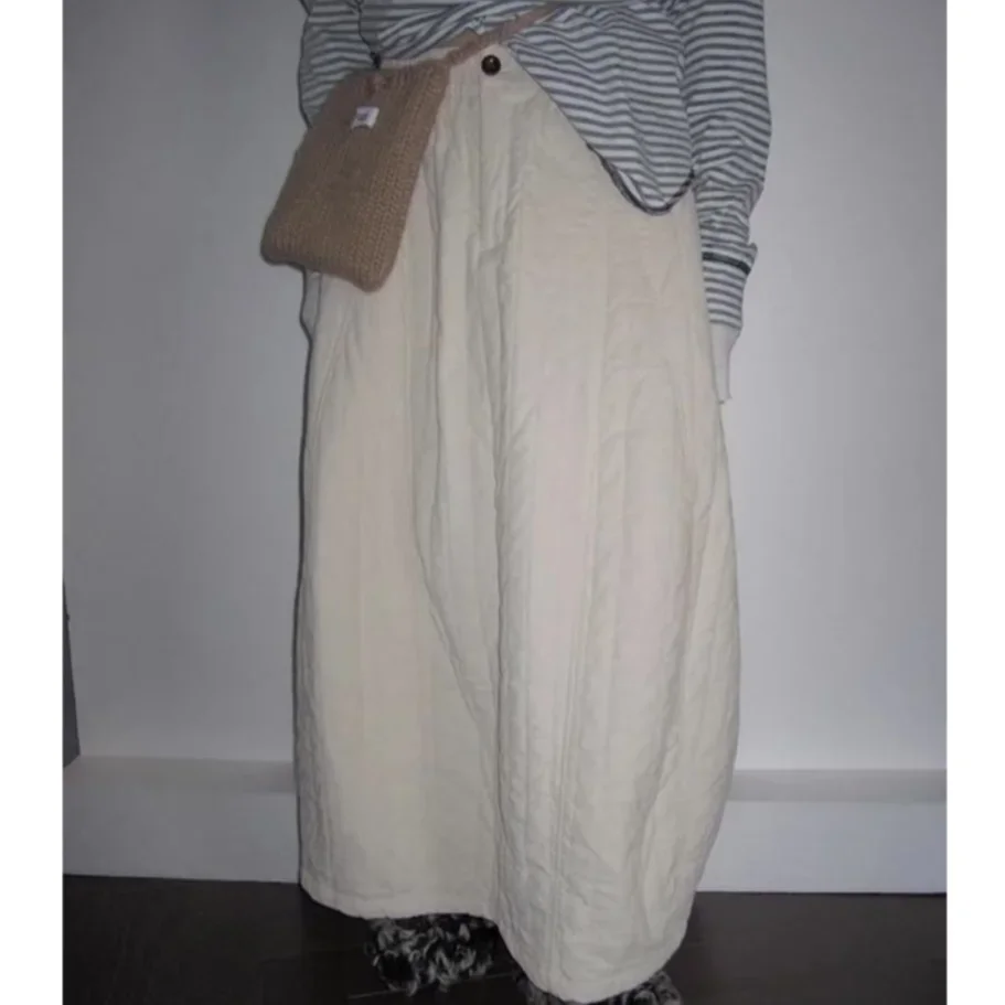 Padded Cotton Thickened Bud Skirt Retro Autumn and Winter Loose Skirt New Medium and Long