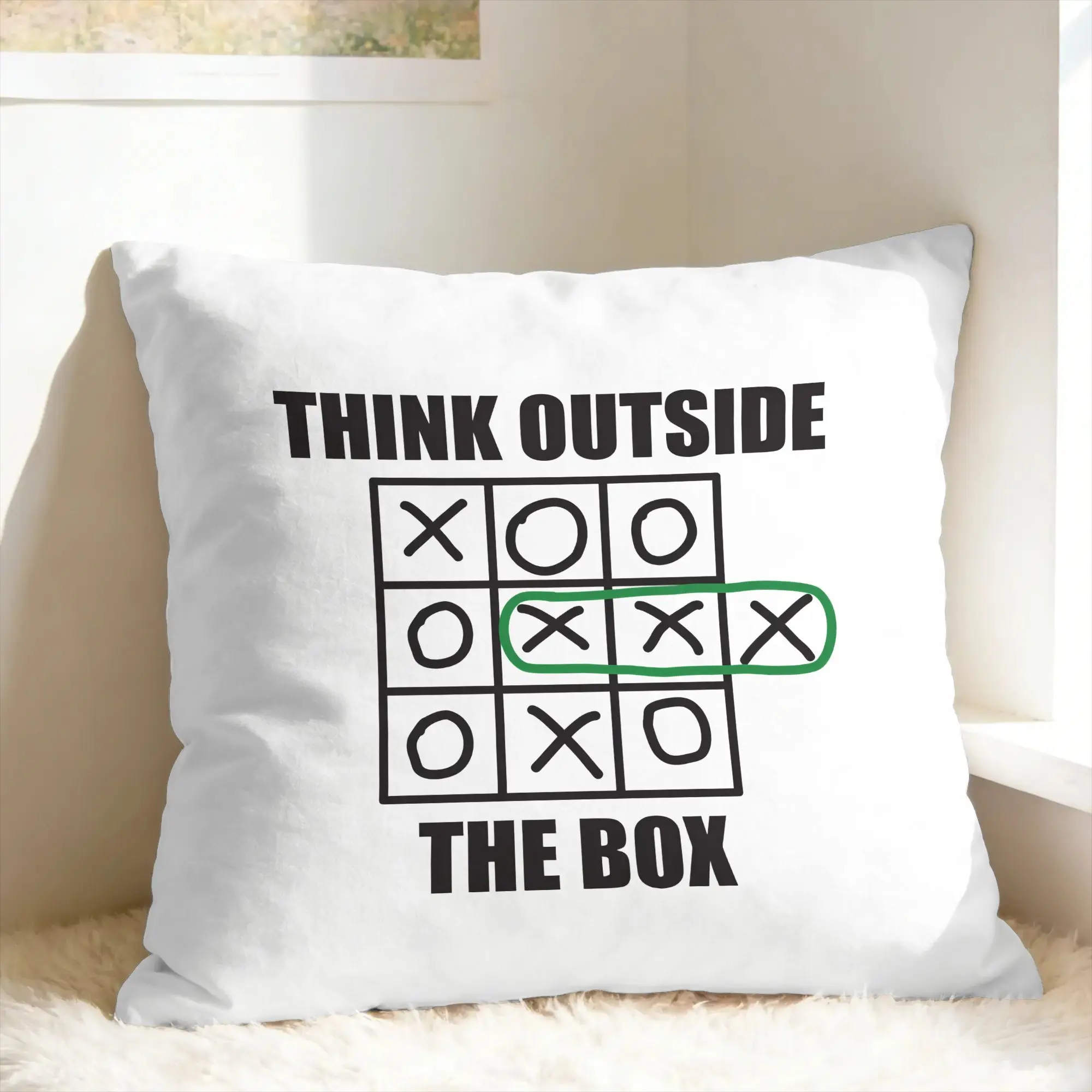 Think Outside the Box Tic Tac Toe Pillow Cover  Comfy Cushion Cover Retro Trendy Pillow Case For Living Room Sofa