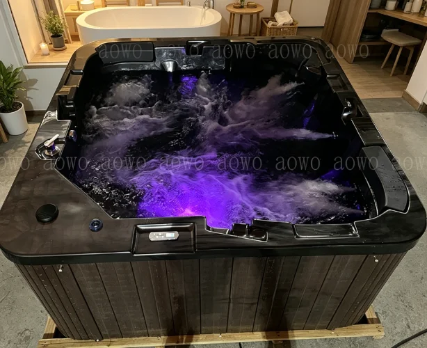 Outdoor Acrylic Hot Tub Spa 5 Person Whirlpool Massage Bathtub with LED Lights Hydrotherapy Jets & Ozone System