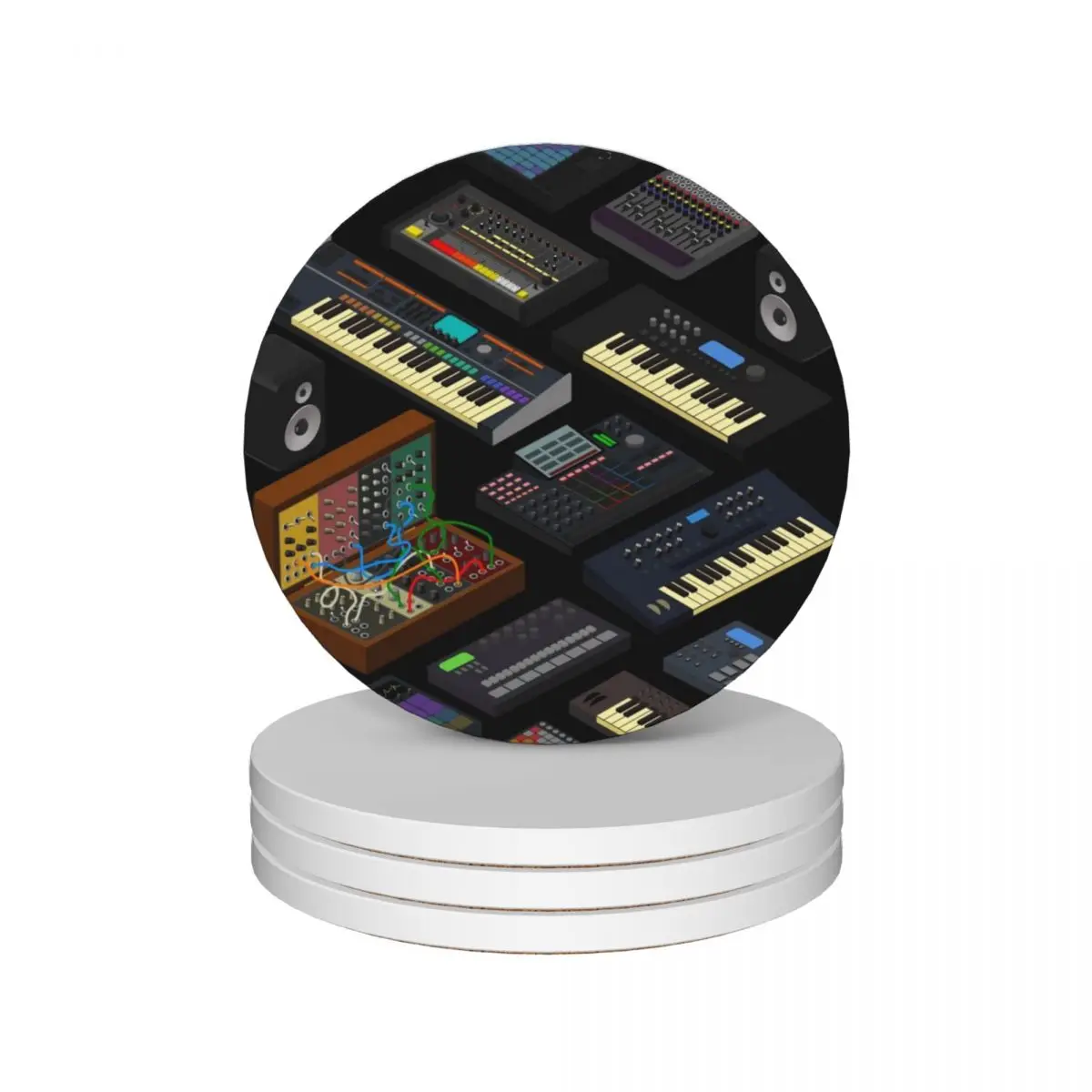 Synthesizers for Electronic Music Producer Ceramic Coasters (Set of 4) for table customized Coasters