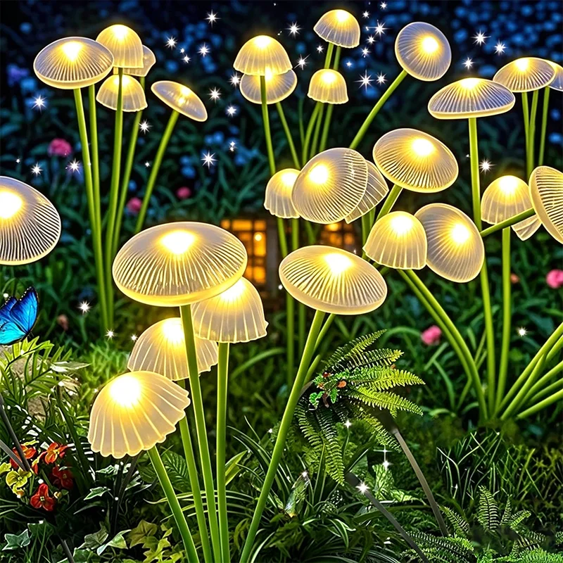Solar Jellyfish Mushroom LED Lights 6/8/10LED Outdoor Waterproof Garden Pathway Decor Lights for Yard Patio Wedding Party