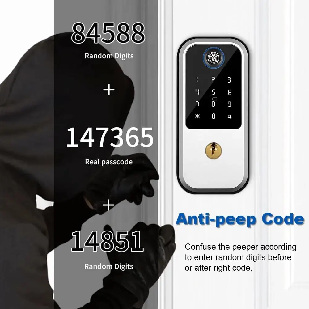 Fingerprint Door Lock, Electronic Keypad Deadbolt, Smart Locks for Front Door, Auto Lock,Anti-Peeking Password, for Home House