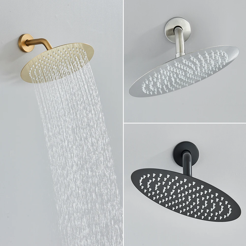 Brushed Gold Concealed Shower Faucet Rainfall Shower Tap Mixers 8