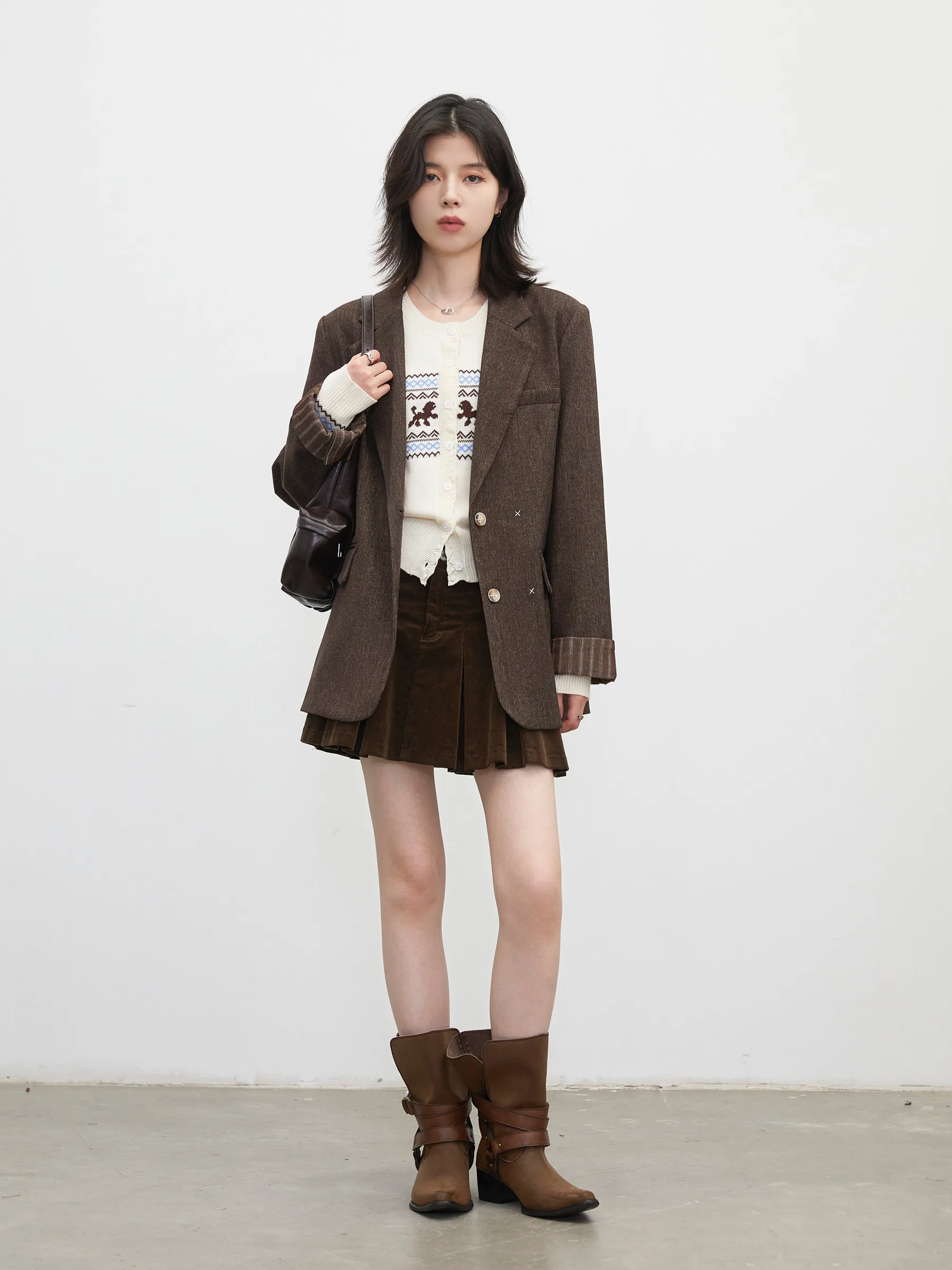 CHIC VEN Fashion Women Blazers Single-breasted Loose Casual New Retro Office Ladies Folding Cuffs Suit Jacket Spring Autumn 2026