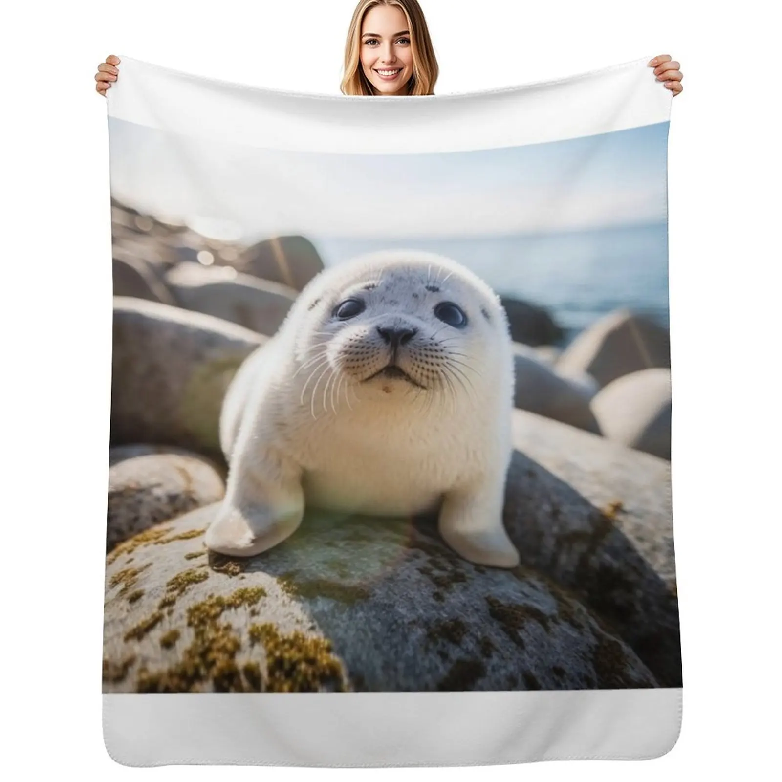 Cute Baby Seal - Cute Baby Animals Throw Blanket Soft Bedroom Blanket for Night Sleeping