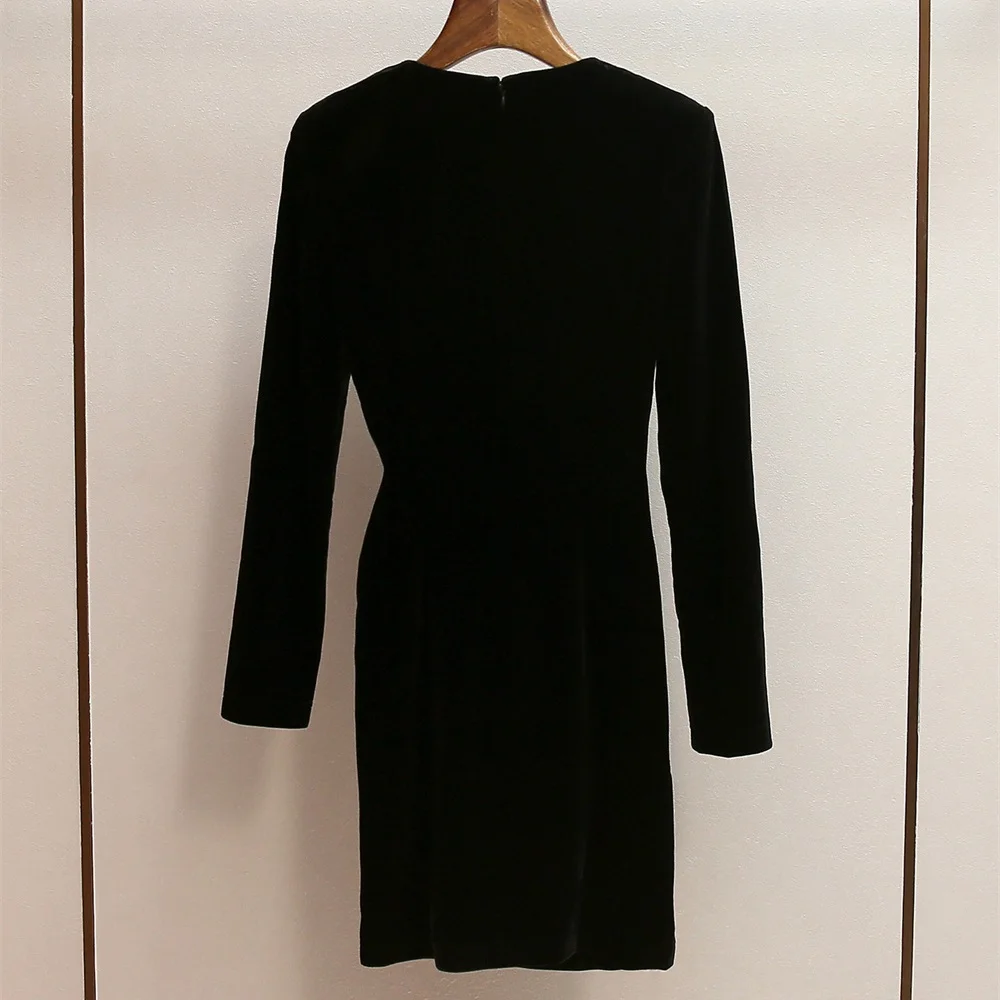 2025, elegantes Winterkleid für Damen, Samt, ausgehöhlt, Kette, Korsett, figurbetonter Damenrock, Y2K New Fashion Party Dress BH