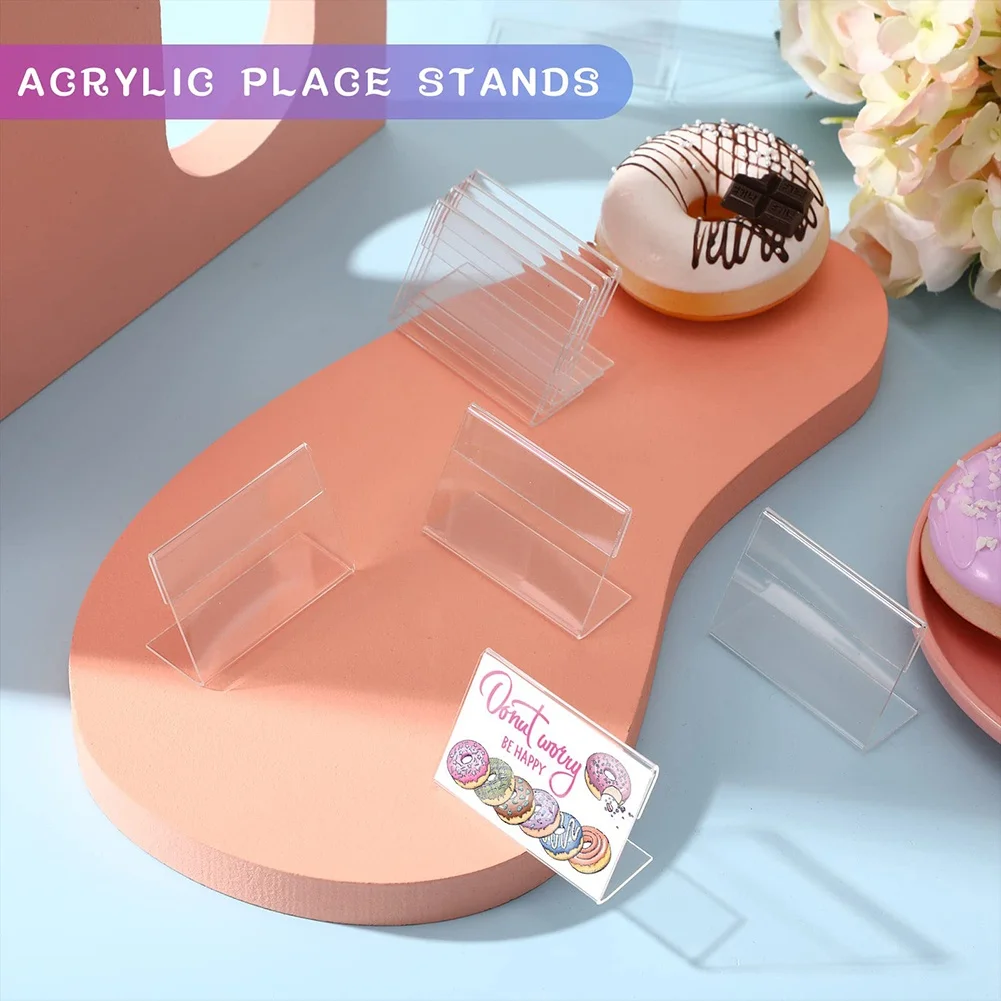 40pcs Mini Acrylic Sign Display Holder Name Card Tag Label Stand Bracket Home Storage Transparent Acrylic Card Display Holder