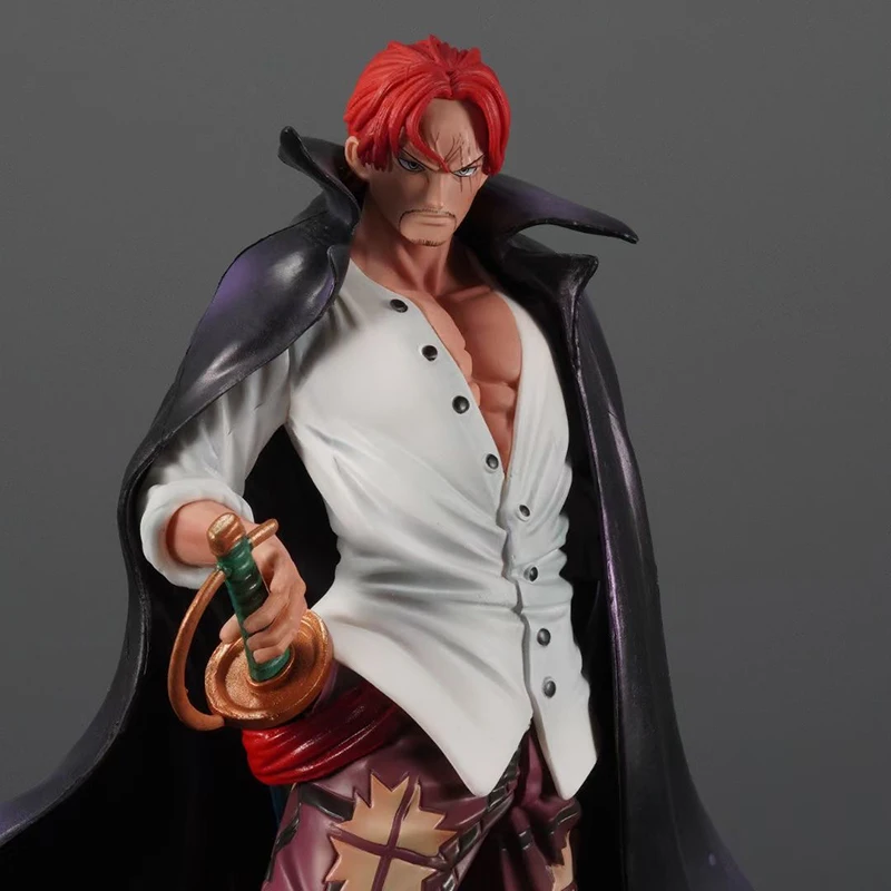 24.5cm One Piece Shanks Red Hair Standing Position Anime Figure Model Statue Collection Desktop Decoration Ornament Toys Gifts