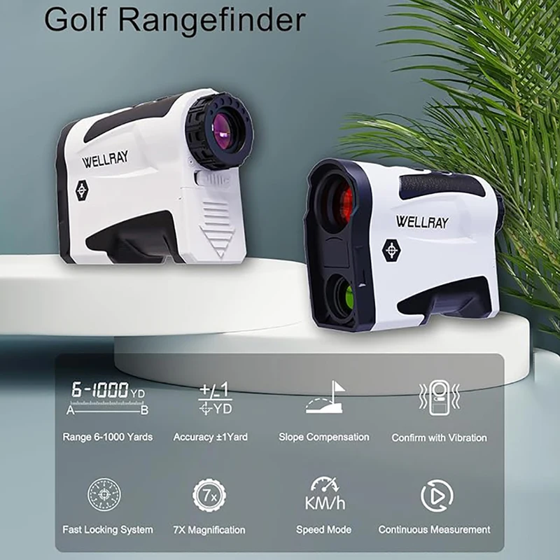 

1000m/ Y Laser Golf Rangefinder with Slope 7X Magnification Flag Locking Range Finder Speed angle measurement for Golfing & Hunt