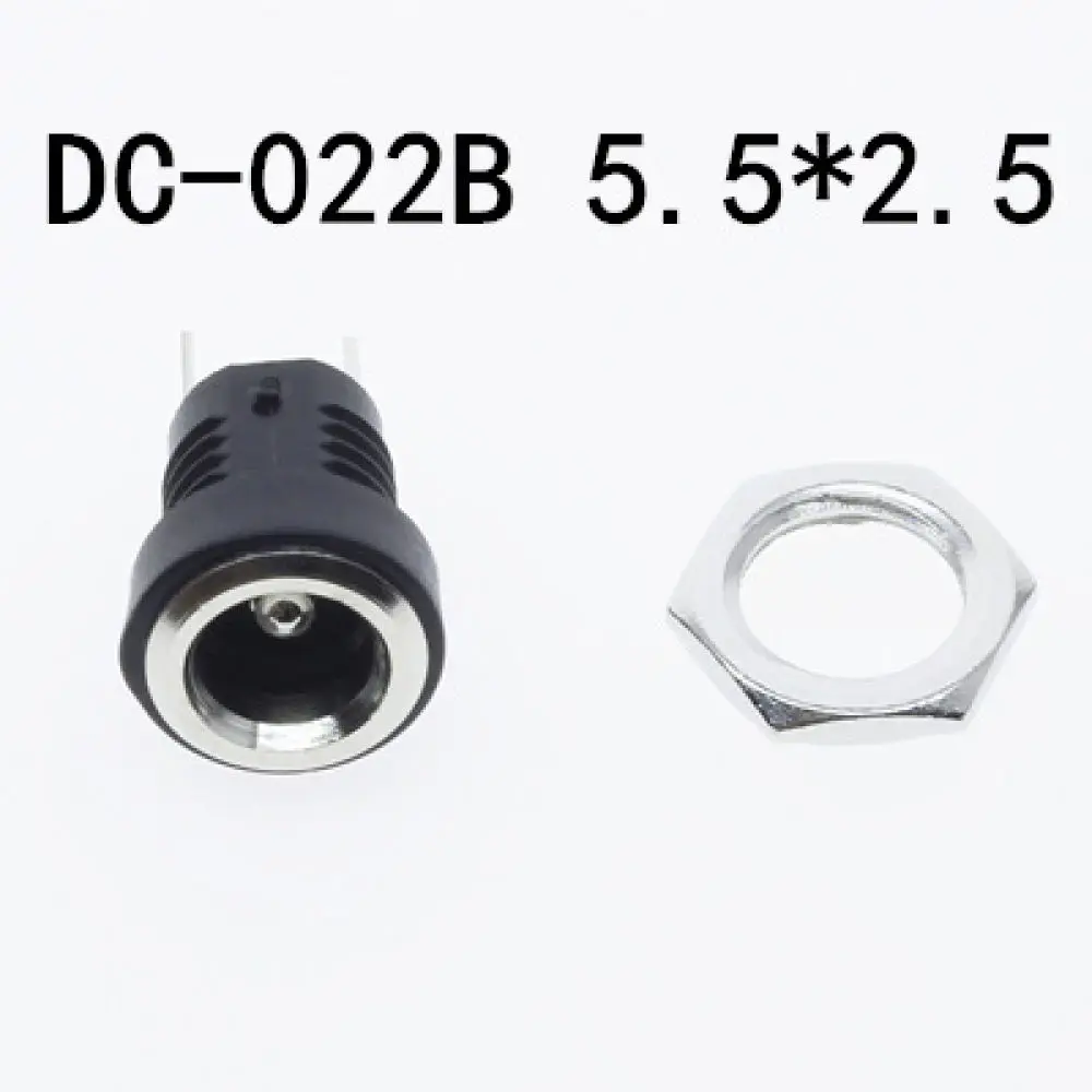 DC Power Port Socket 5.5x2.1mm 5.5x2.5mm Connector Copper Core DC022B Panel Mount Adapter Electrical DIY Maintenance Component