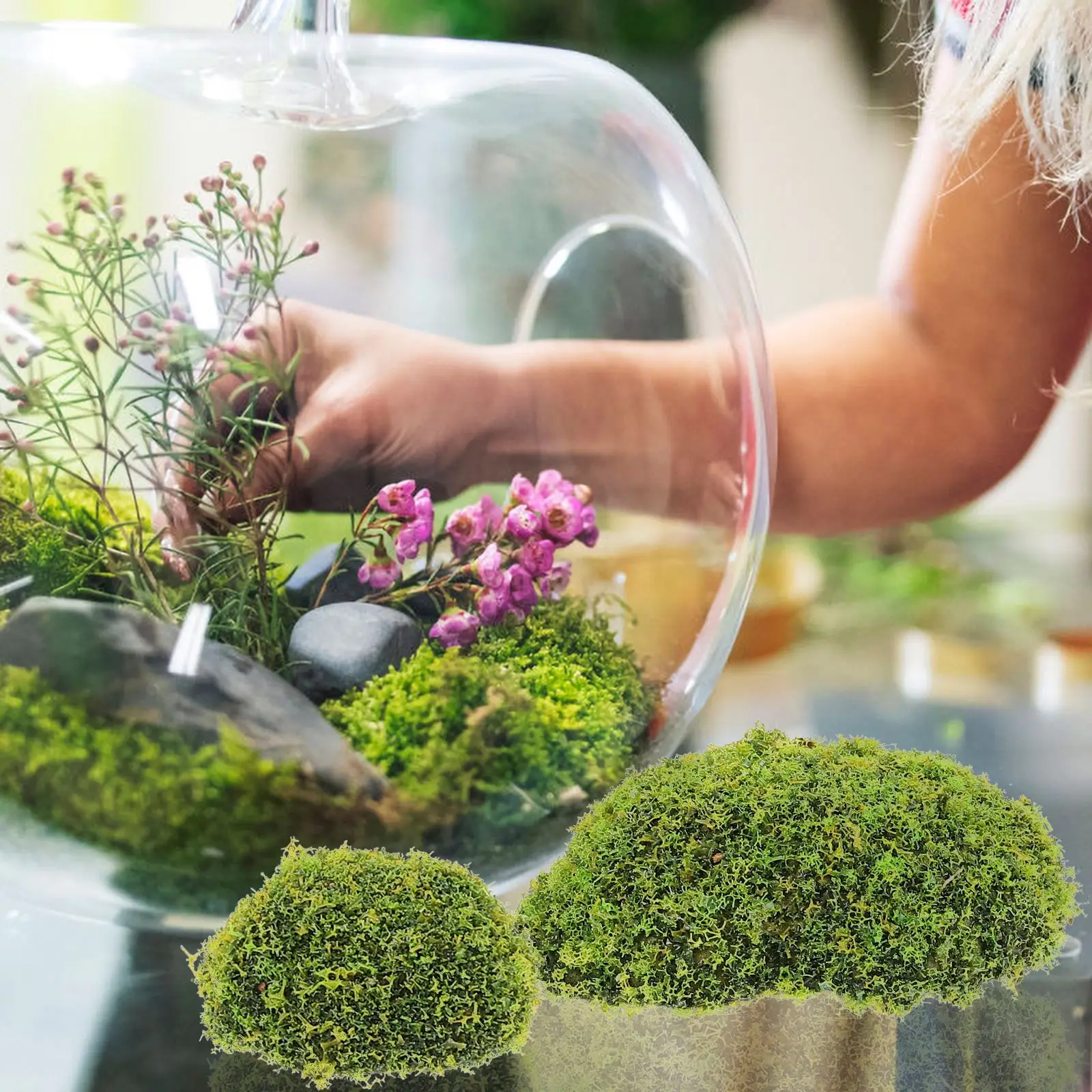 12Pcs Ornament Bonsai Moss Stone Decor Artificial Moss Rocks Artificial Mossy Stone Decorations Outdoor Garden Moss Rocks