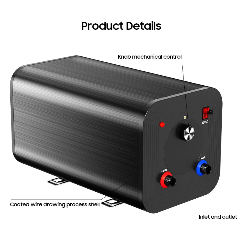 Horizontal storage water heater with dual power supply water tank