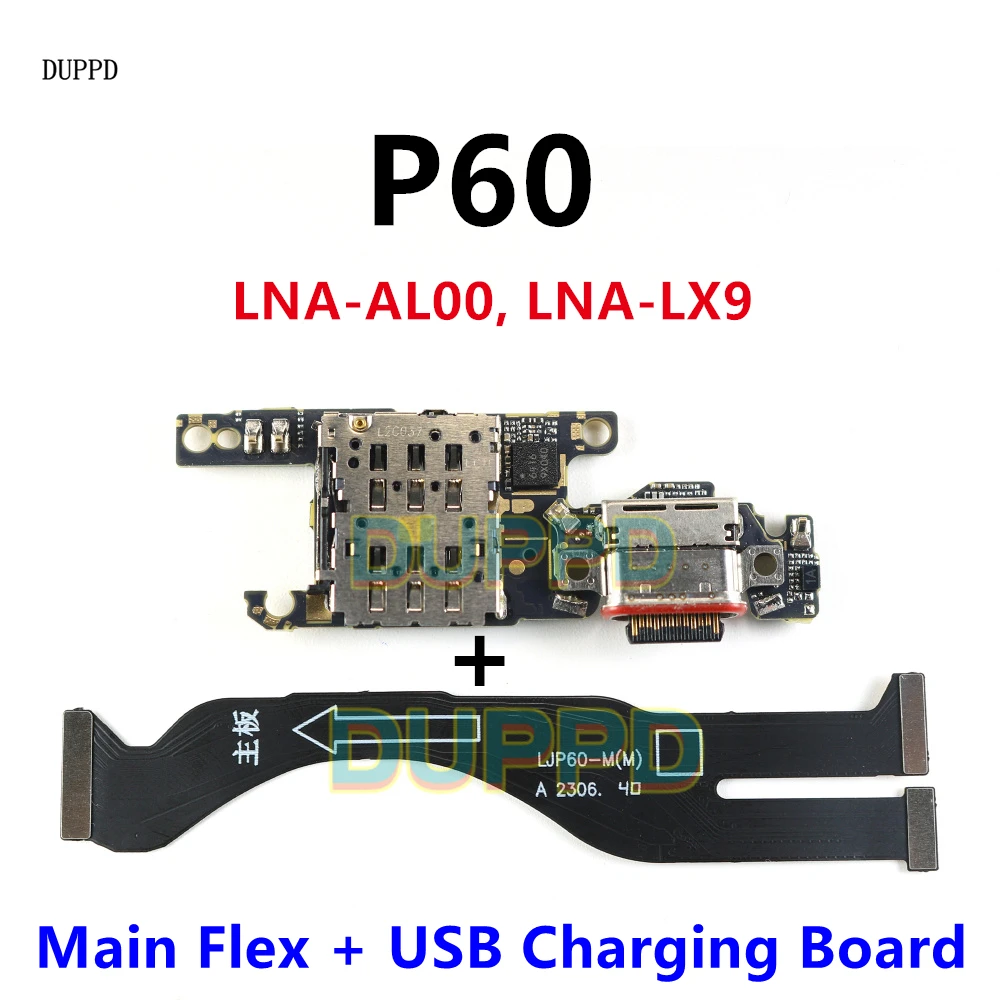 

Charging Board For Huawei P60 USB Plug Charge Connector Microphone SIM Card Reader Socket Slot Tray Main Motherboard Flex Cable