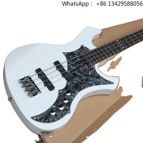Flyoung Unusual SHape  Electric Bass Guitar White 4 Strings Electric Bass Rosewood Fretboard Bass