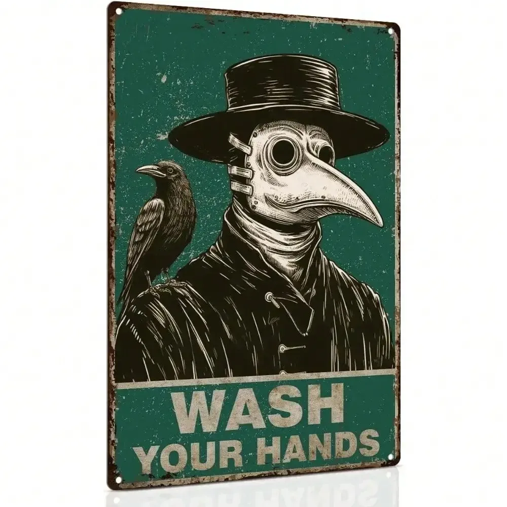 

Gothic Halloween Metal Wall Sign "Wash Your Hands" Bathroom Decor Gift