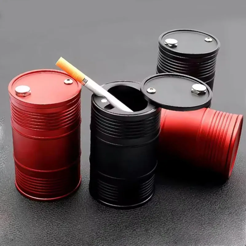 High Capacity Metal Ashtray for Car Detachable Windproof Ash Container with Lock Lid Universal Auto Interior Decoration